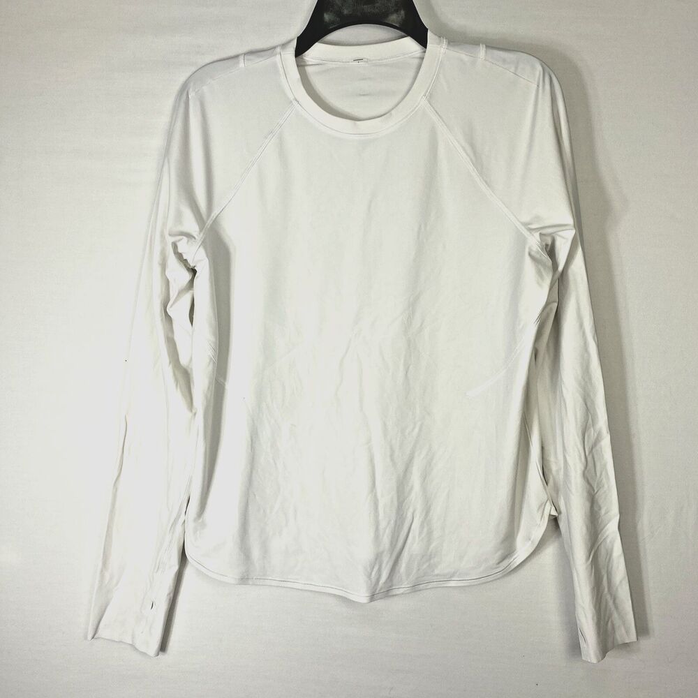 Lululemon Long Sleeve White Crew Size Small or Medium Thumb Holes Reflective